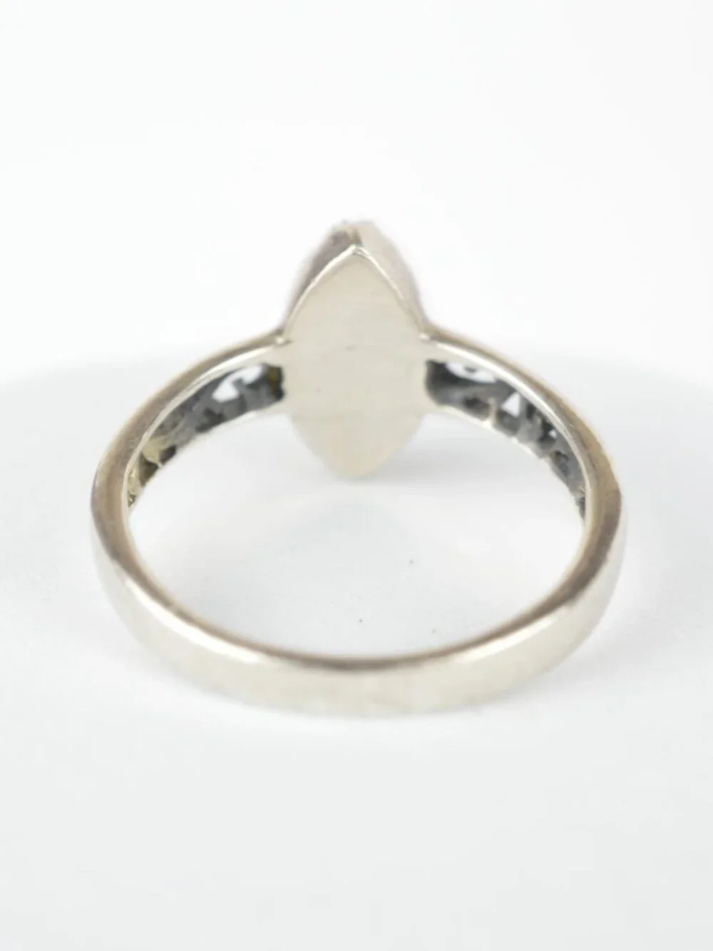 925 Sterling Silver Turquoise Ring Size 4.75 Marquise Boho Filigree Band 2g